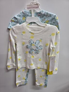 Penelope Mack Organics White, Yellow & Blue Lemon Flower Pajama Set